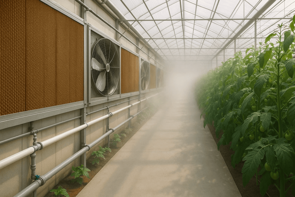 Испарительное охлаждение в теплице: эффективное охлаждение и влажность для сельского хозяйства Испарительное охлаждение в теплице: эффективное охлаждение и влажность для сельского хозяйства