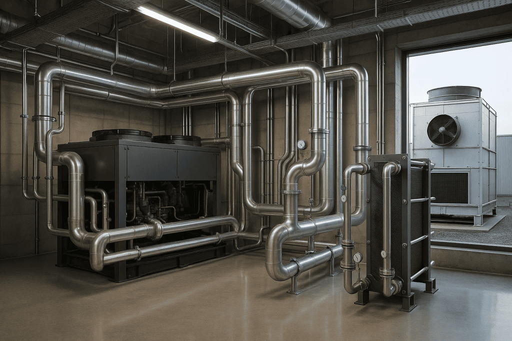 Чиллер с водяным охлаждением и градирней — контур WSE для фрикулинга в дата-центре