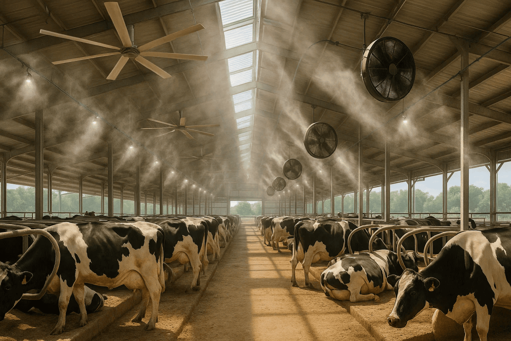 Охлаждение в животноводстве: вентиляторы и туманообразование снижают тепловой стресс и улучшают продуктивность Охлаждение в животноводстве: вентиляторы и туманообразование снижают тепловой стресс и улучшают продуктивность